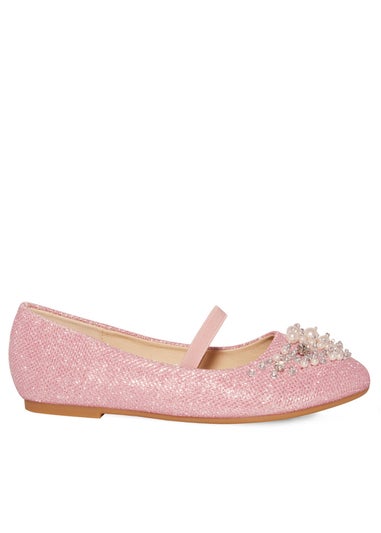 Where's That From Pink Libbie Kids Diamante Embellished Platform Shoes