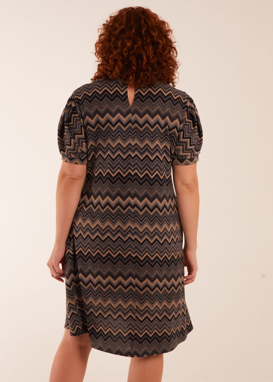Blue Vanilla Multi Curve Zig Zag Smock Dress