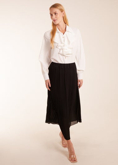 Blue Vanilla Ivory Ruffled Trim Flounce Sleeve Shirt