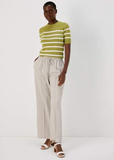 Et Vous Cream Wide Leg Trousers