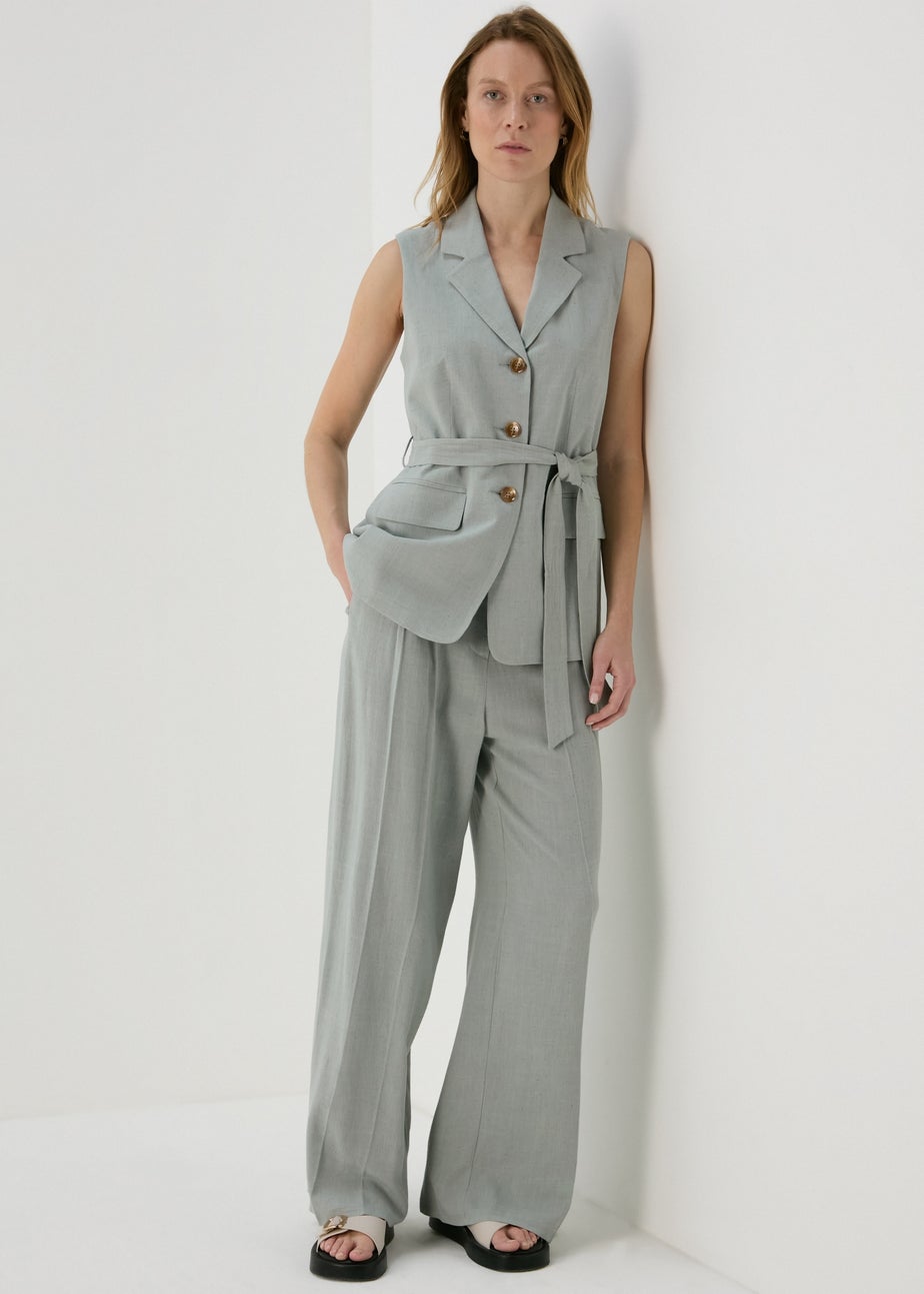Et Vous Sage Wide Leg Linen Trousers
