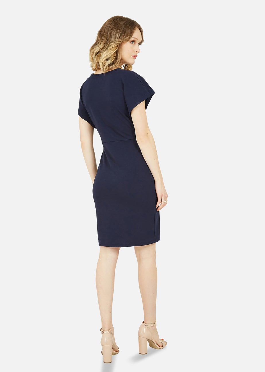 Mela Wrap Front Dress In Navy