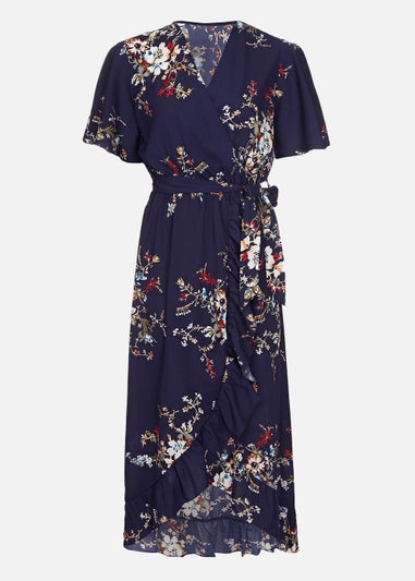 Mela Floral Short Sleeve Maxi Dress In Navy
