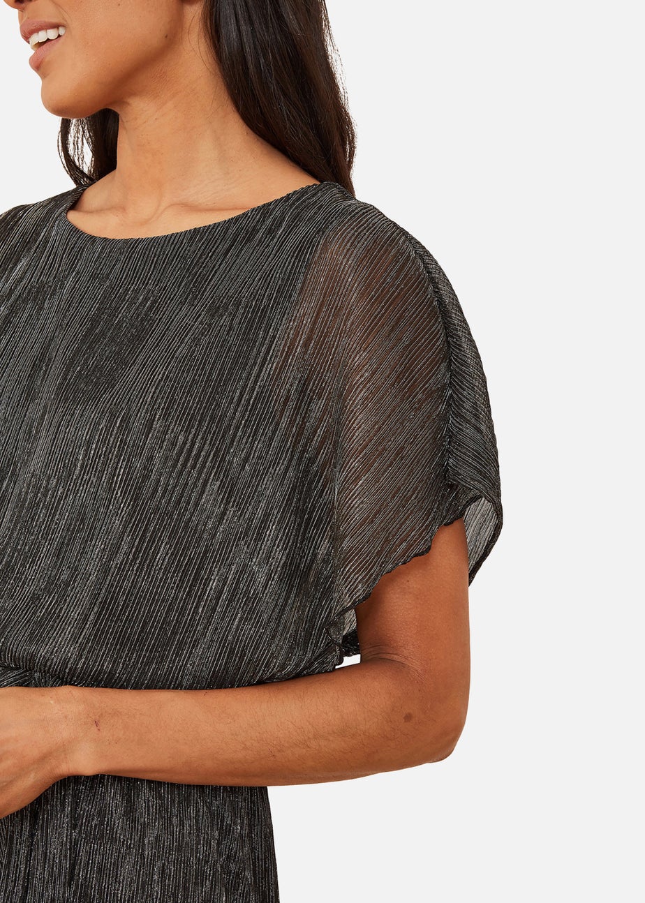 Mela Sparkle Kimono Sleeve Skater Dress In Black