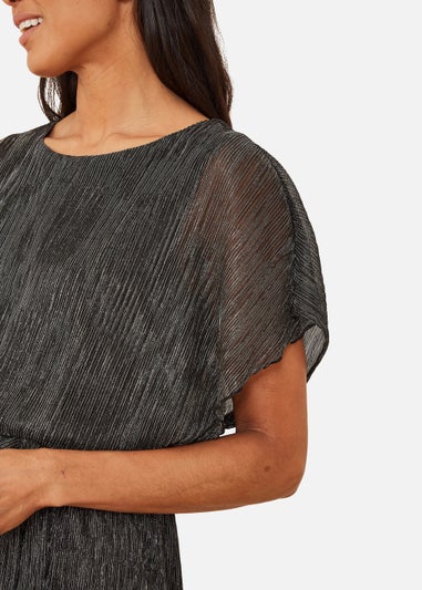 Mela Sparkle Kimono Sleeve Skater Dress In Black