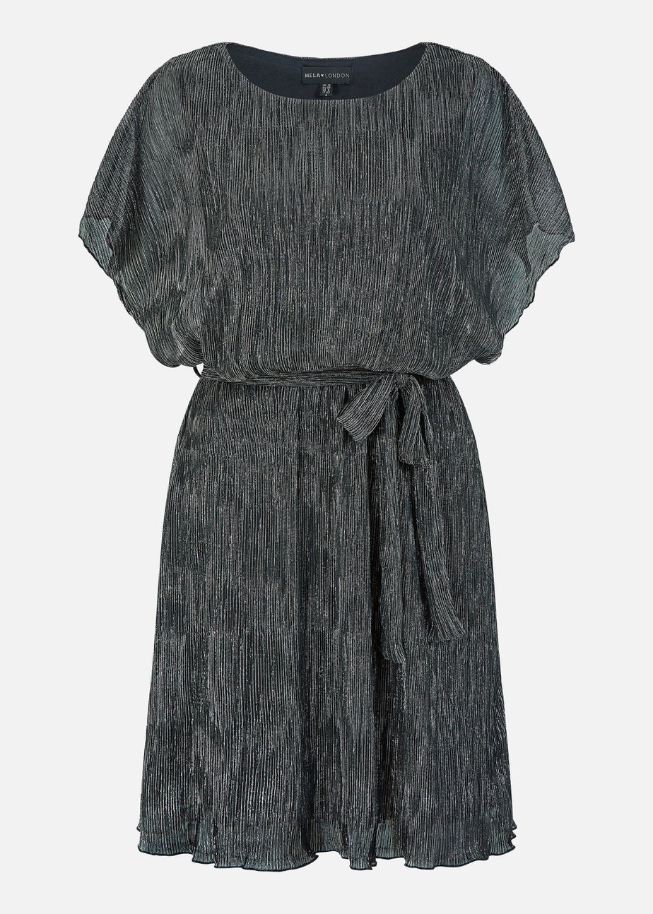 Mela Sparkle Kimono Sleeve Skater Dress In Black