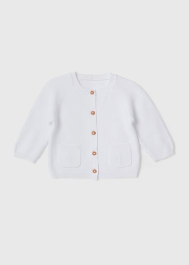 Baby White Raglan Cardigan (Tiny Baby-9mths)