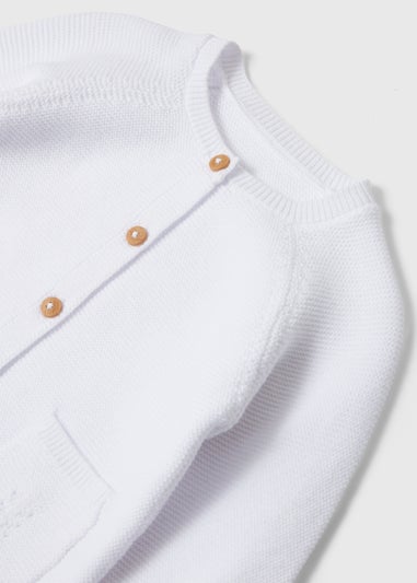 Baby White Raglan Cardigan (Tiny Baby-9mths)