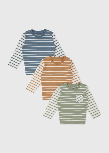 3 Pack Boys Stripe Long Sleeve T-Shirt (1-7yrs)