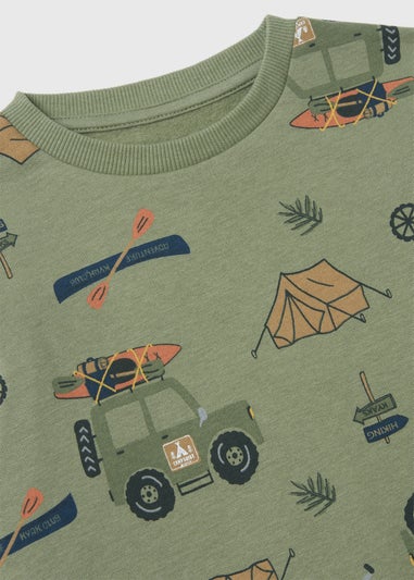 Boys 2 Pack Khaki Campervan Sweatshirt & Joggers Set (1-6yrs)