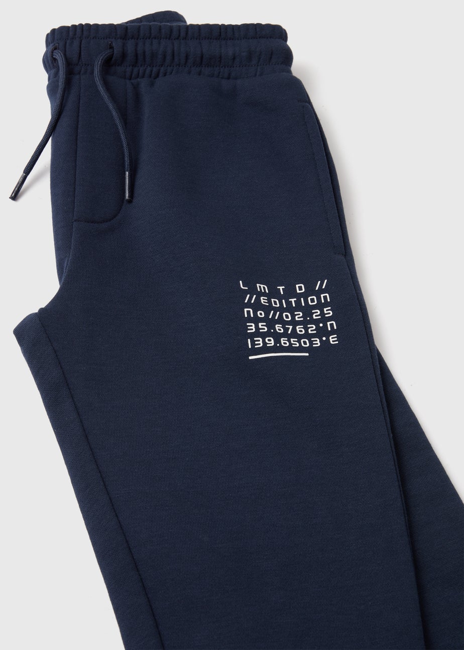 Boys Navy Printed Joggers (7-13yrs)