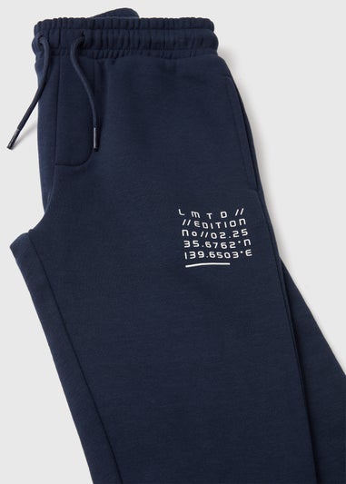 Boys Navy Printed Joggers (7-13yrs)