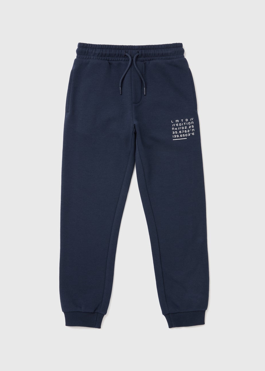 Boys Navy Printed Joggers (7-13yrs)