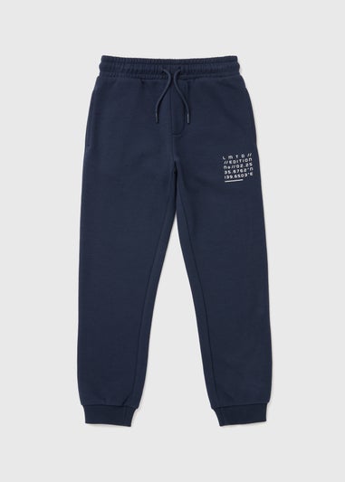 Boys Navy Printed Joggers (7-13yrs)