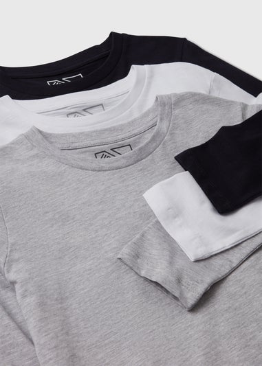 Boys 3 Pack Core Long Sleeve T-Shirts (7-13yrs)
