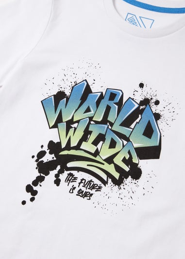 Boys White Graffiti T-Shirt (7-13yrs)