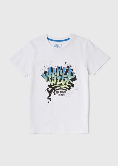 Boys White Graffiti T-Shirt (7-13yrs)