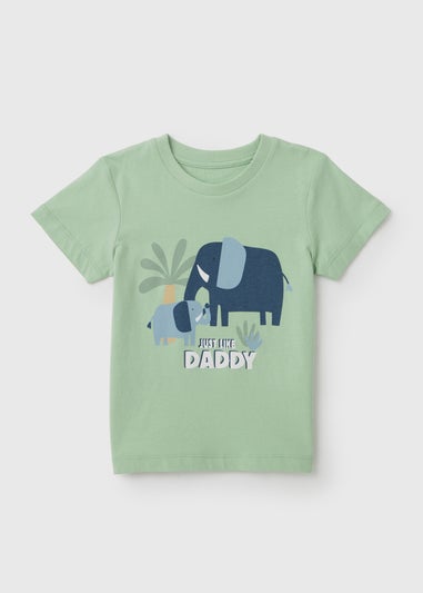 Boys Green "Just Like Daddy" Print T-Shirt (1-7yrs)