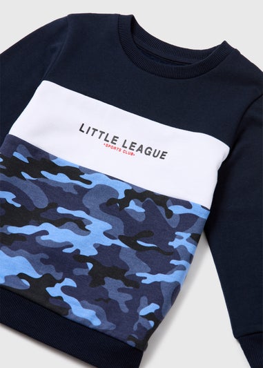 Boys Navy Camo Cut & Sew Sweatshirt (1-7yrs)