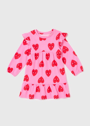 Girls Pink Heart Dress (1-7yrs)