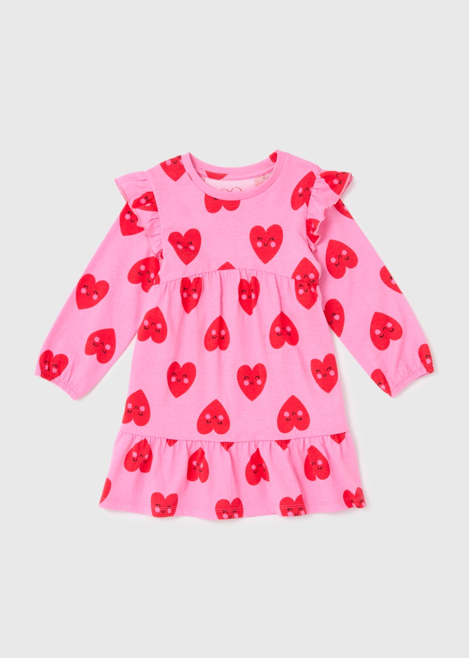 Girls Pink Heart Dress (1-7yrs)