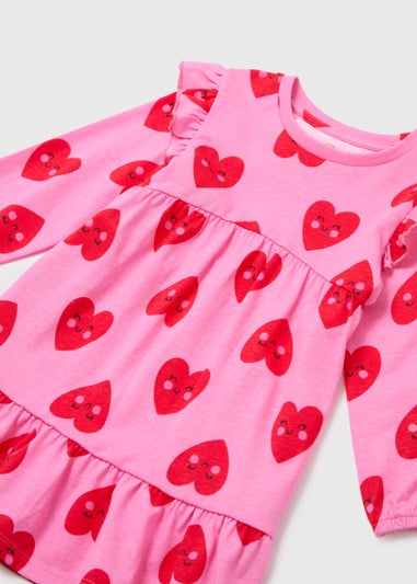 Girls Pink Heart Dress (1-7yrs)