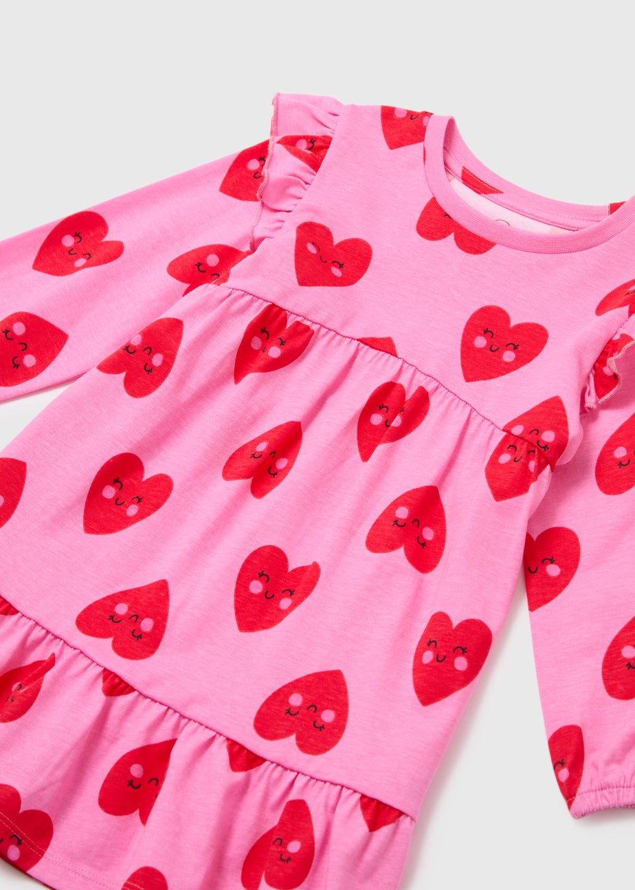 Girls Pink Heart Dress (1-7yrs)