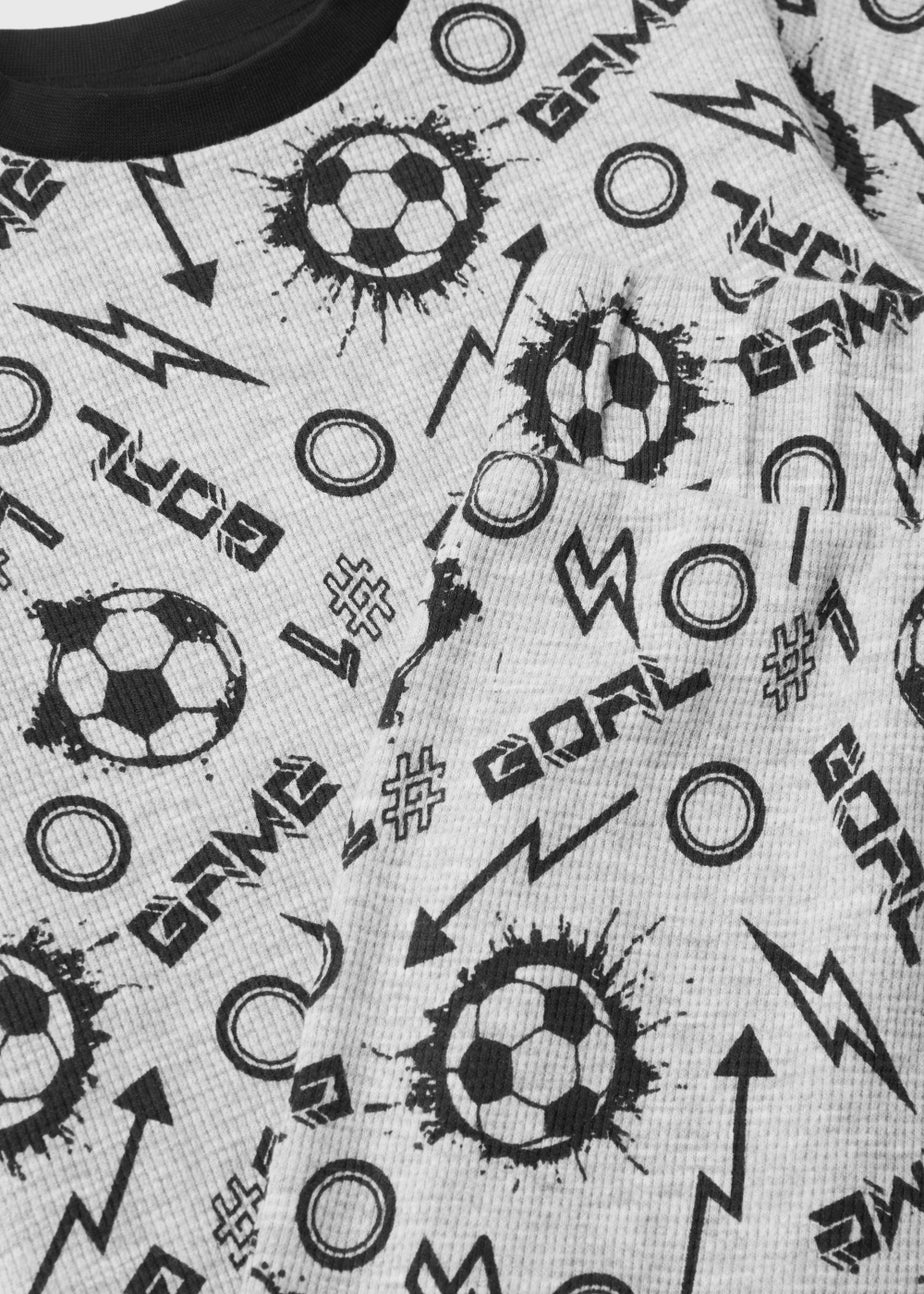 Kids Grey Football Short Pyjama Set (4-13yrs)