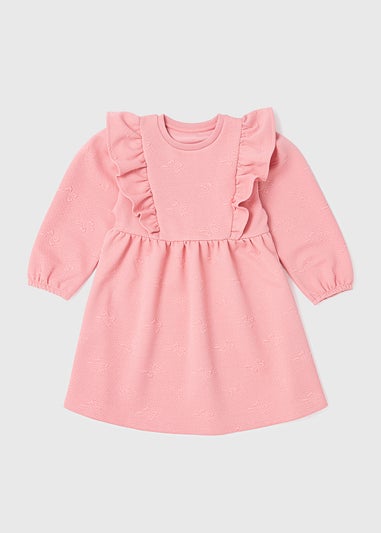 Girls Pink Jacquard Dress (1-7yrs)