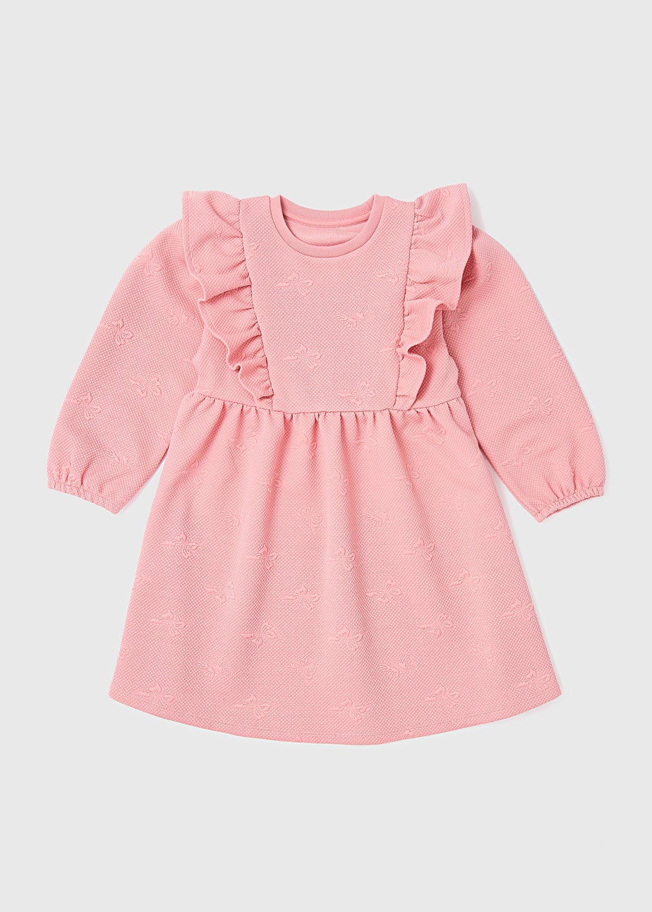 Girls Pink Jacquard Dress (1-7yrs)