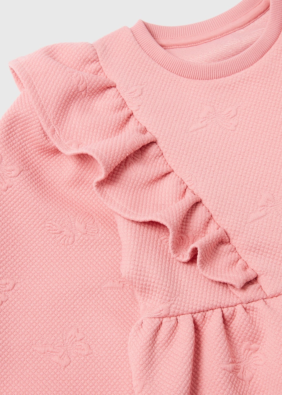 Girls Pink Jacquard Dress (1-7yrs)