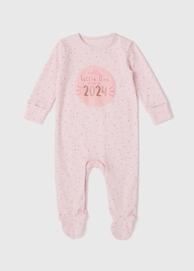 Baby Pink Born In 2024 Sleepsuit (Tiny Baby-6mths)