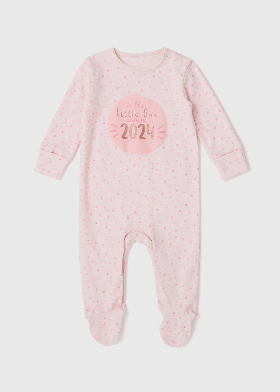 Baby Pink Born In 2024 Sleepsuit (Tiny Baby-6mths)