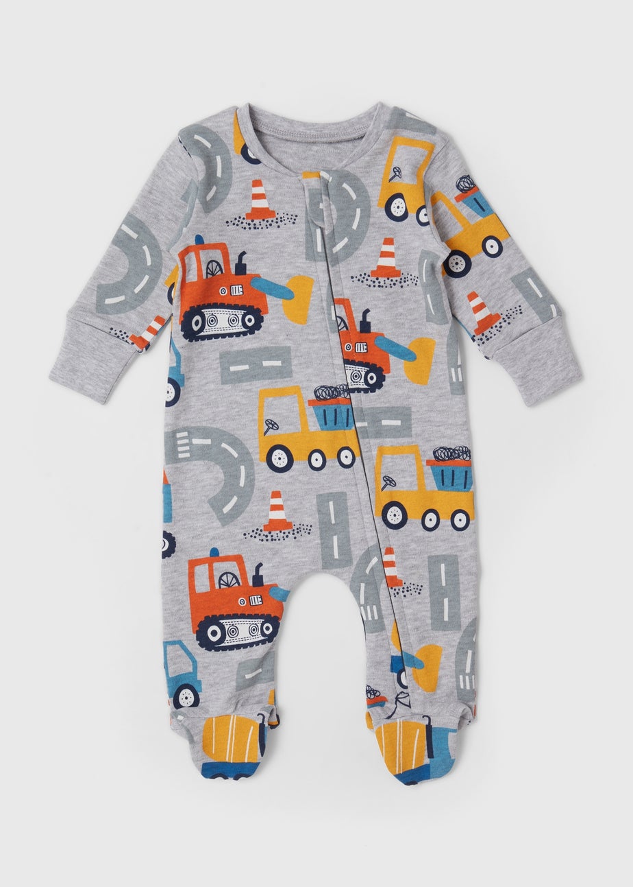 Boys Grey Cars Sleepsuit (Newborn- 18mths)