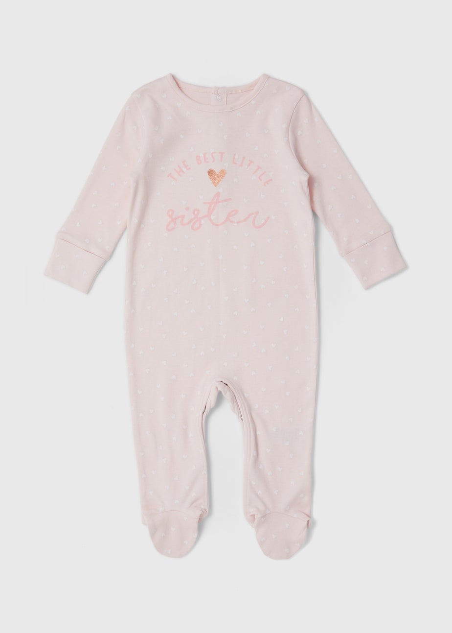 Girls Pink Sister Sleepsuit (Tiny Baby-18mths)