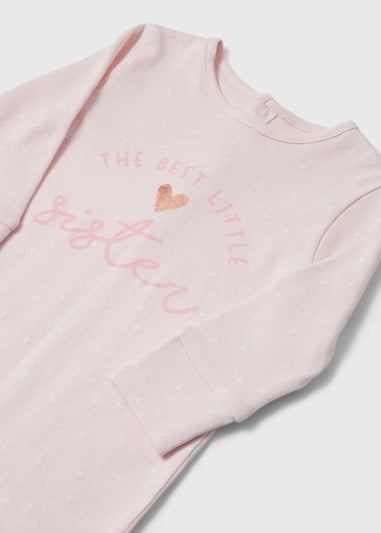 Girls Pink Sister Sleepsuit (Tiny Baby-18mths)