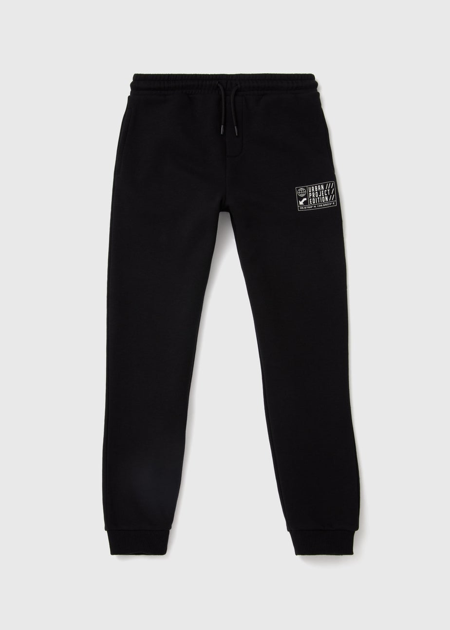 Boys Black Urban Printed Joggers (7-13yrs)