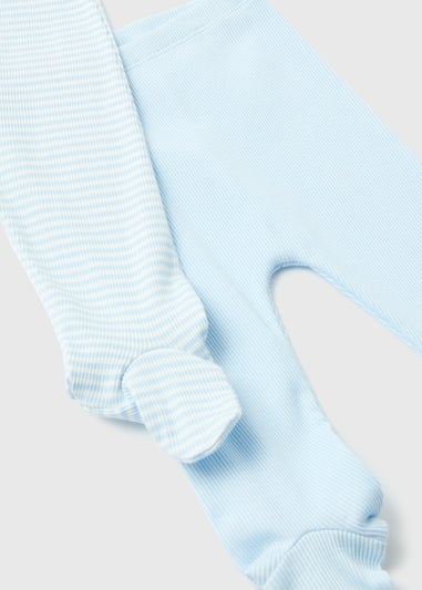 Baby 2 Pack Blue Layette Ribbed Leggings (Tiny Baby-18mths)
