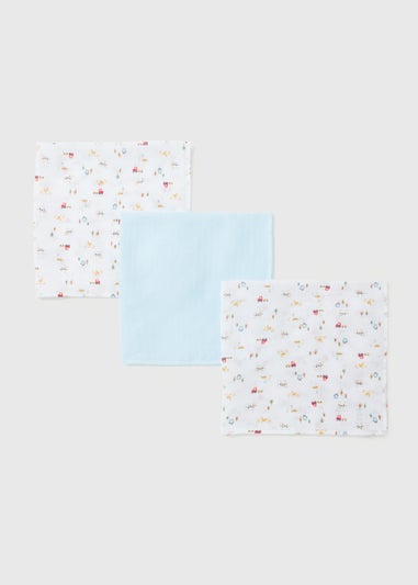 3 Pack Blue Farm Muslin Square