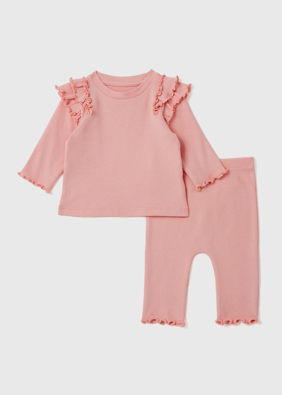 Girls Pink Rib Set (Newborn-23mths)