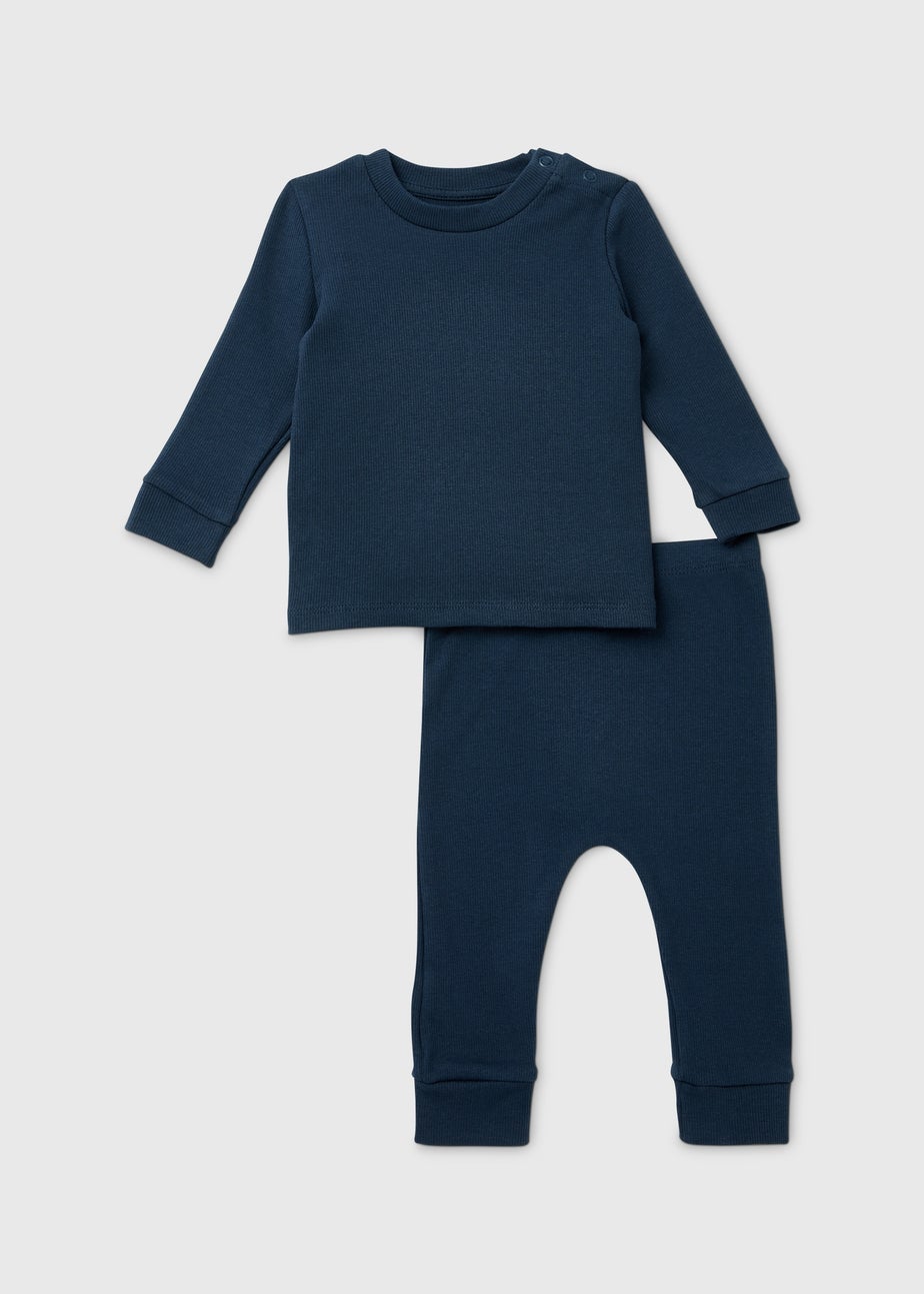 Boys Navy Ribbed Set (Newborn-23mths)