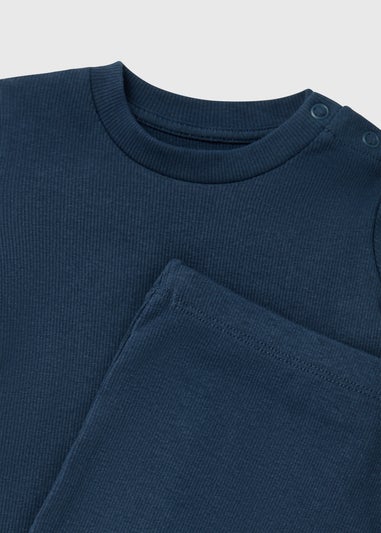 Boys Navy Ribbed Set (Newborn-23mths)
