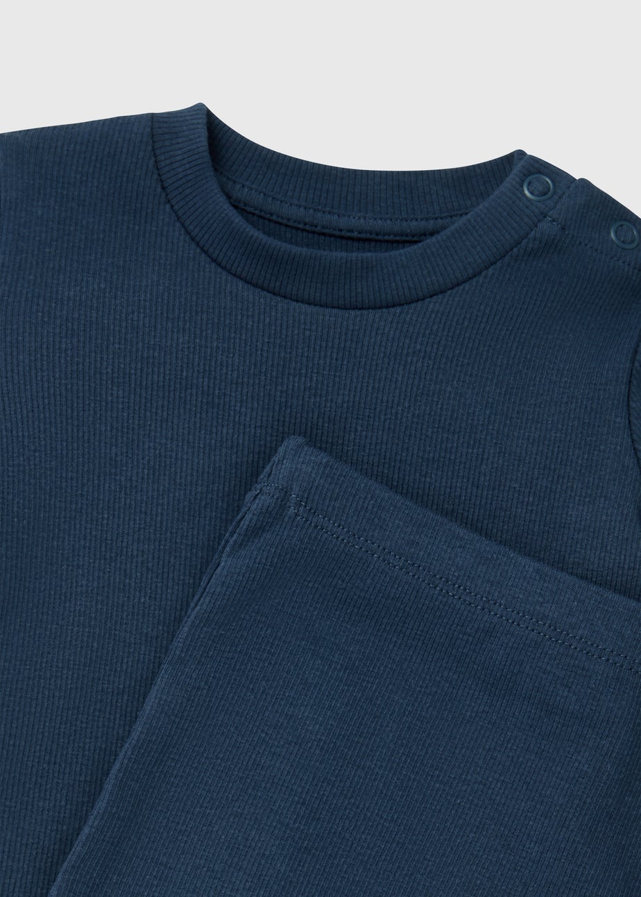 Boys Navy Ribbed Set (Newborn-23mths)