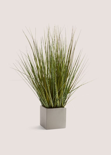 Grey Pot With Grass