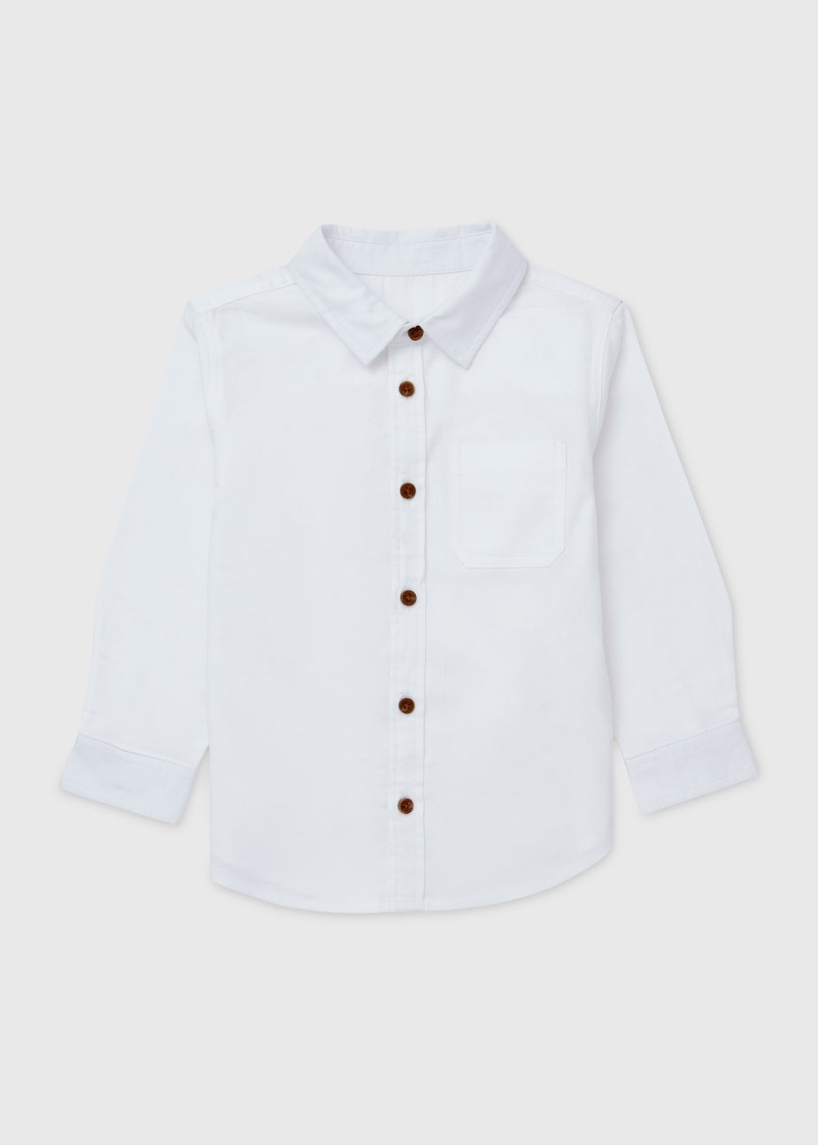Boys White Plain Twill Shirt (1-7yrs)