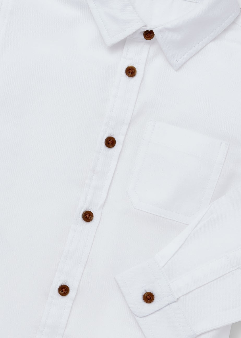Boys White Plain Twill Shirt (1-7yrs)