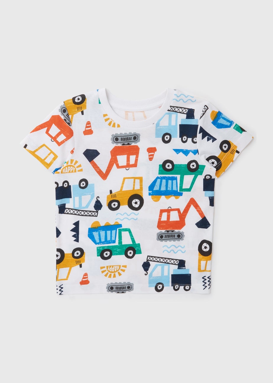 Boys White Digger Print T-Shirt (1-7yrs)