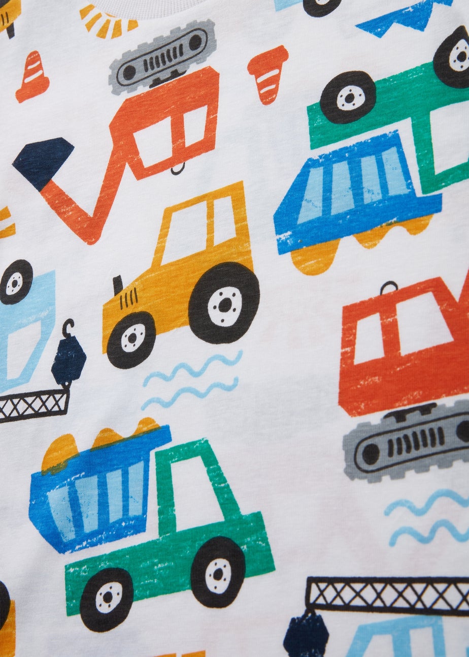 Boys White Digger Print T-Shirt (1-7yrs)