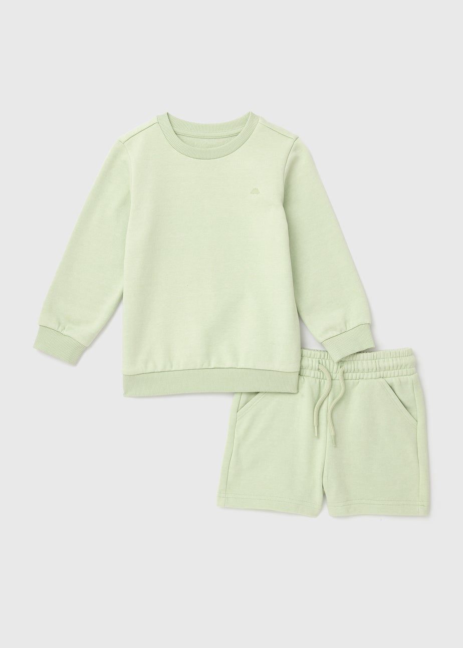 Boys Sage Sweatshirt & Shorts Set (1-7yrs)