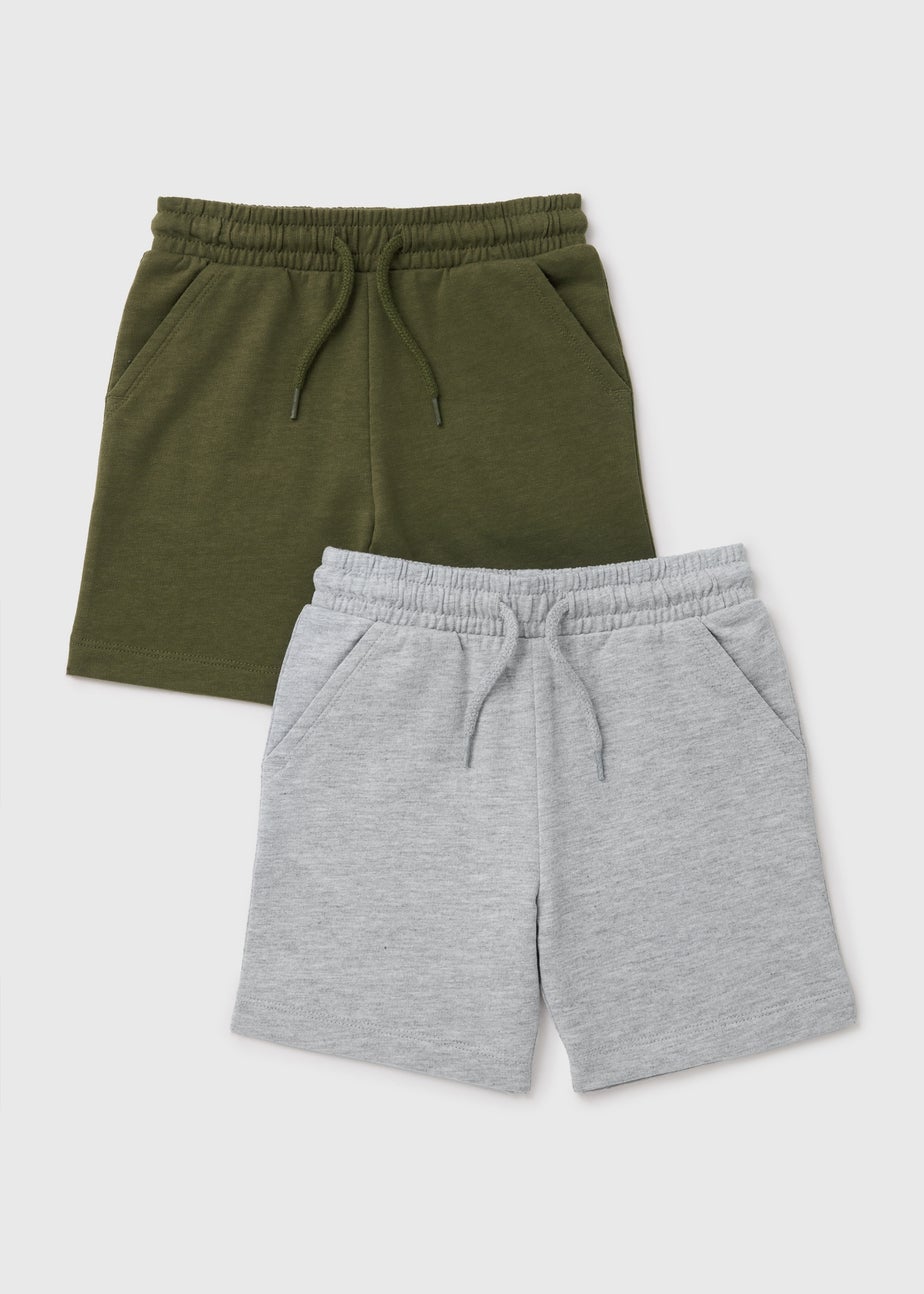 Boys 2 Pack Khaki & Stone Jogger Shorts